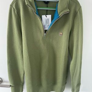 Paul Smith Men's Green Half-Zip Sweater organic cotton